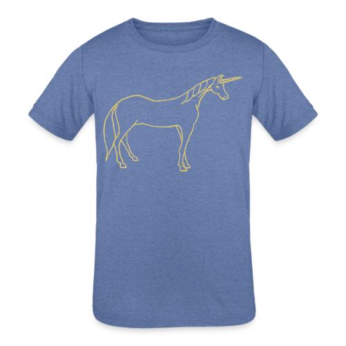 unicorn gold outline - Kids' Tri-Blend T-Shirt