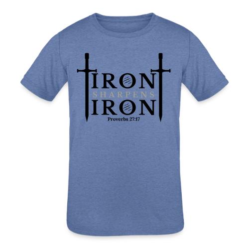 Iron Sharpens Iron - Proverbs 27:17 (Black & Grey) - Kids' Tri-Blend T-Shirt