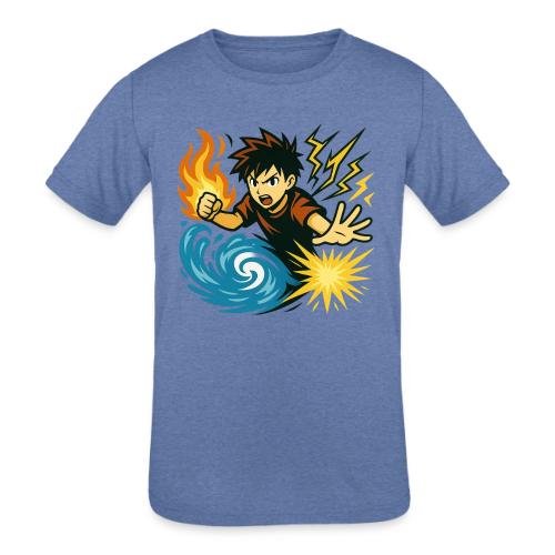 Anime Elemental Warriors | Fire, Water, Lightning - Kids' Tri-Blend T-Shirt