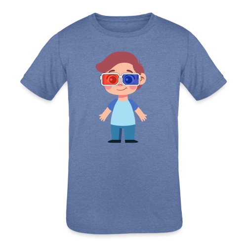 Boy with eye 3D glasses - Kids' Tri-Blend T-Shirt