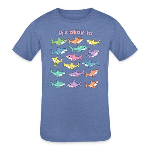 It’s Okay To – Cute Pastel Shark - Kids' Tri-Blend T-Shirt