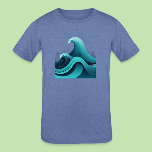 Dynamic Ocean Wave Illustration - Kids' Tri-Blend T-Shirt