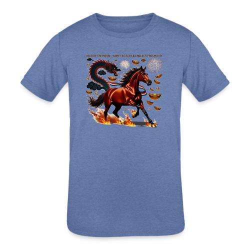 Year of the Horse Victory T Shirt, Lunar New Year - Kids' Tri-Blend T-Shirt