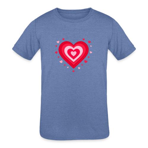 Layered Red & Pink Heart – Cute Valentine Love - Kids' Tri-Blend T-Shirt