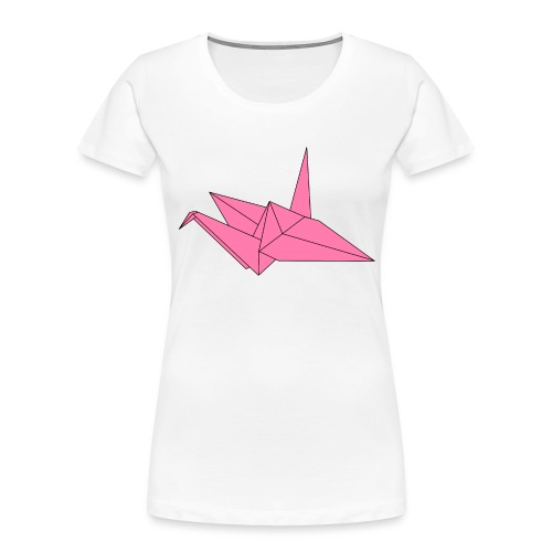 Origami Paper Crane Design - Pink - Women's Premium Organic T-Shirt