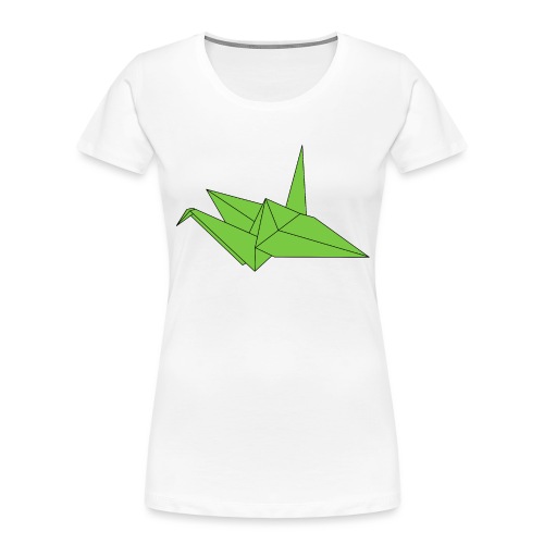 Origami Paper Crane Design - Green - Women's Premium Organic T-Shirt