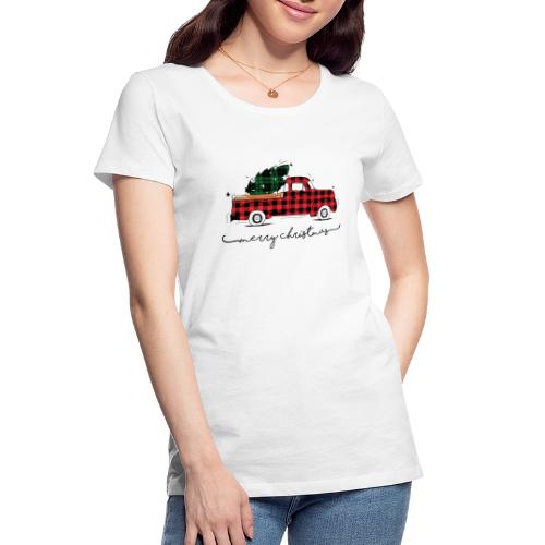 Merry Christmas Red Truck & Tree - Women's Premium Organic T-Shirt