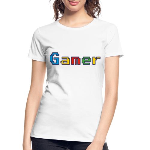 Gamer Retro Pixel Color Font For Video Game Gifts - Women's Premium Organic T-Shirt