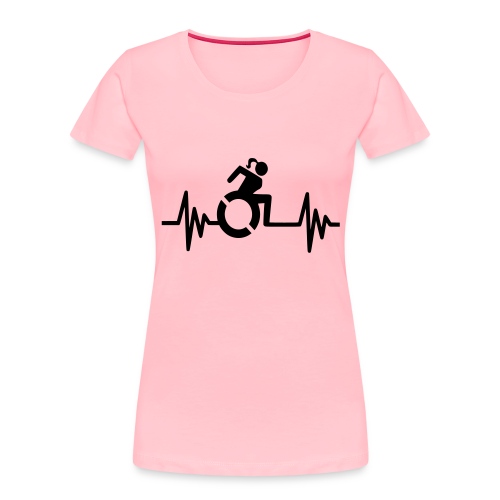 Wheelchair girl with a heartbeat. frequency # - Women's Premium Organic T-Shirt
