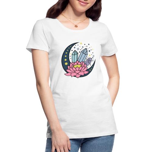 Half A Moon, Healing Crystals Lotus Flower - Women's Premium Organic T-Shirt