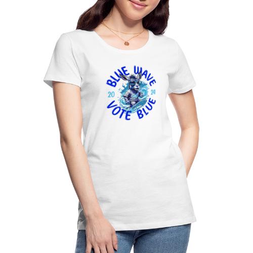 Ride The Blue Wave 2024 Election Surfing Design - Women's Premium Organic T-Shirt