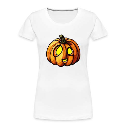 Pumpkin Halloween watercolor scribblesirii - Women's Premium Organic T-Shirt