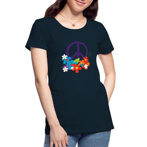 Hippie Peace Design With Flowers - Women's Premium Organic T-Shirt
