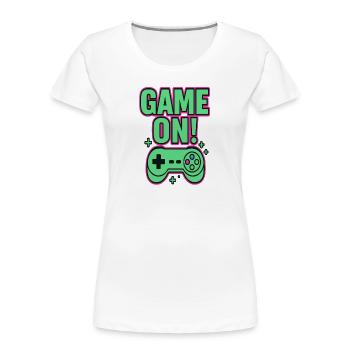 Retro Gaming Inspired Tee Design - Women's Premium Organic T-Shirt - white - Front - Mia (176cm)