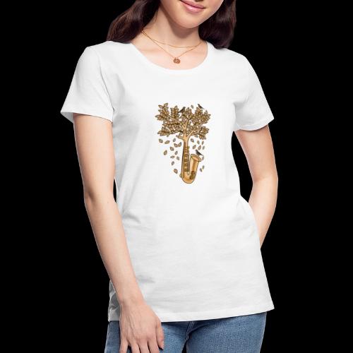Saxophone Tree of Song Birds - Women's Premium Organic T-Shirt