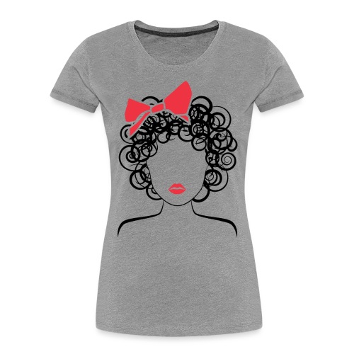 Coily Girl with Red Bow_Global Couture_logo Long S - Women's Premium Organic T-Shirt