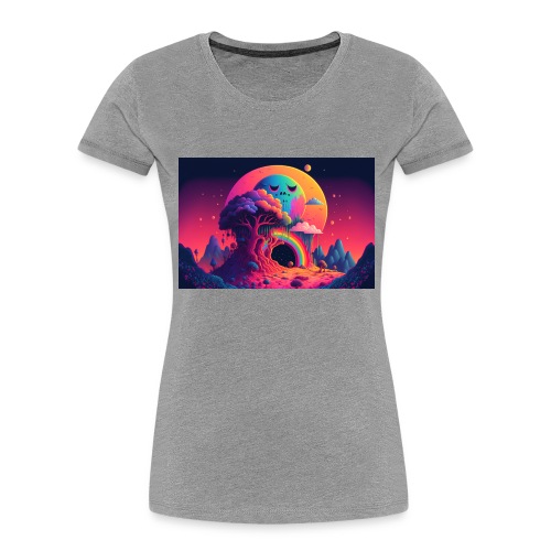 Sleepy Moon Over Forest Rainbow Portal - Women's Premium Organic T-Shirt