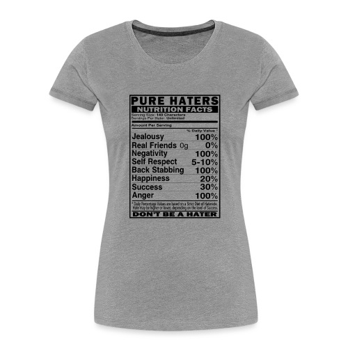Haters Nutrition Facts - Women's Premium Organic T-Shirt