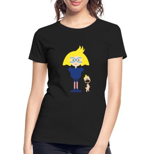 Blond Girl w/ Odd Fashion in Boots + Cute Dog - Women's Premium Organic T-Shirt