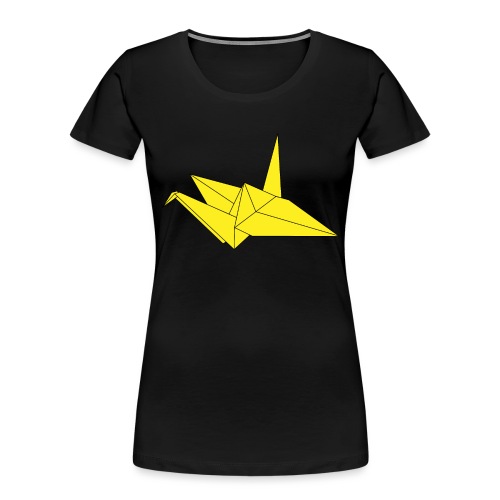Origami Paper Crane Design - Yellow - Women's Premium Organic T-Shirt