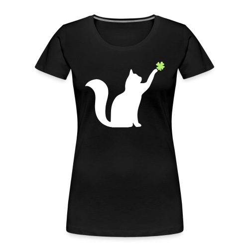 Cat and 4 Leaf Clover - Women's Premium Organic T-Shirt