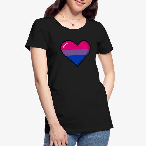 Bisexual Pride 8Bit Pixel Heart - Women's Premium Organic T-Shirt