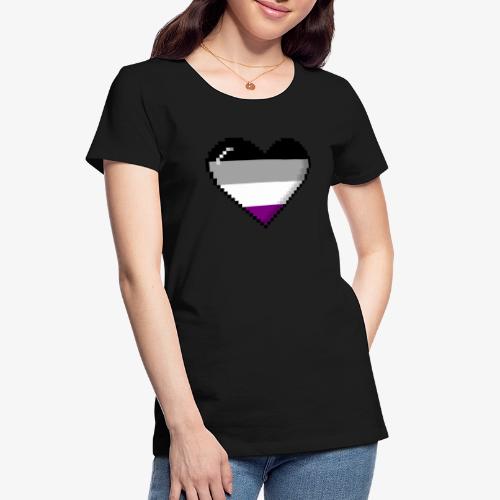 Asexual Pride 8Bit Pixel Heart - Women's Premium Organic T-Shirt
