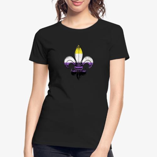 Nonbinary Pride Flag Fleur de Lis TShirt - Women's Premium Organic T-Shirt