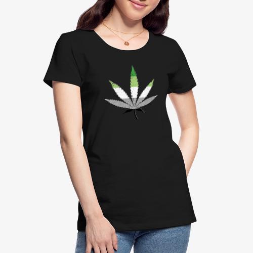 Distressed Aromantic Pride Flag Marijuana Pot Leaf - Women's Premium Organic T-Shirt