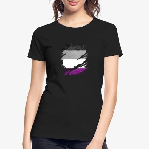 Asexual Pride Flag Ripped Reveal - Women's Premium Organic T-Shirt