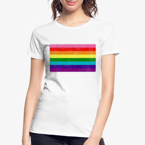 Distressed Original LGBT Gay Pride Flag - Women's Premium Organic T-Shirt
