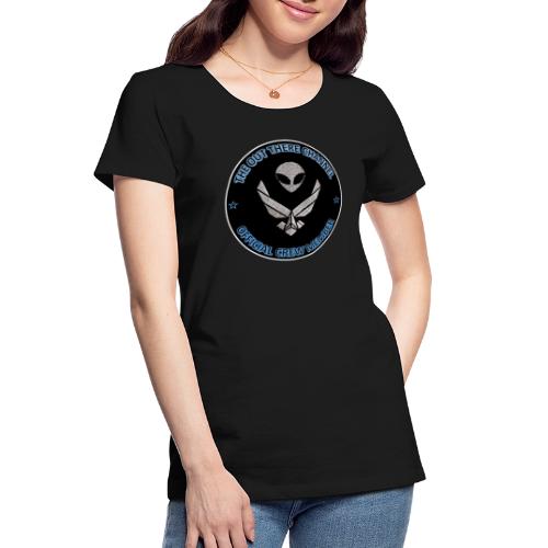 BlackOpsTransBigger1 Front with Mr Grey Back Logo - Women's Premium Organic T-Shirt