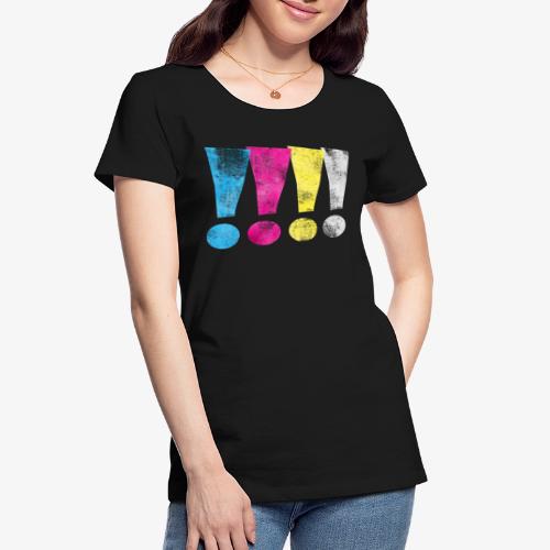 Distressed CMYK(W) Graphic Exclamation Points - Women's Premium Organic T-Shirt