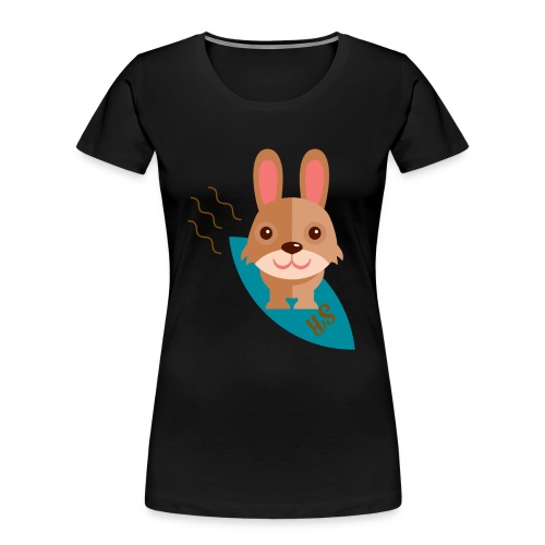Surfing Rabbit riding a surf board - Women's Premium Organic T-Shirt