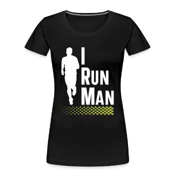 I Run Man | Running Apparel | Fitness Shirt | - Women's Premium Organic T-Shirt - black - Front - Mia (176cm)