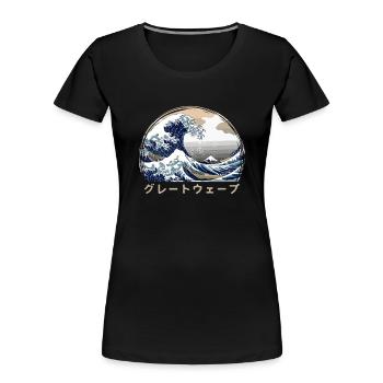 The Great Wave Kanagawa - Japanese Art - Women's Premium Organic T-Shirt - black - Front - Mia (176cm)