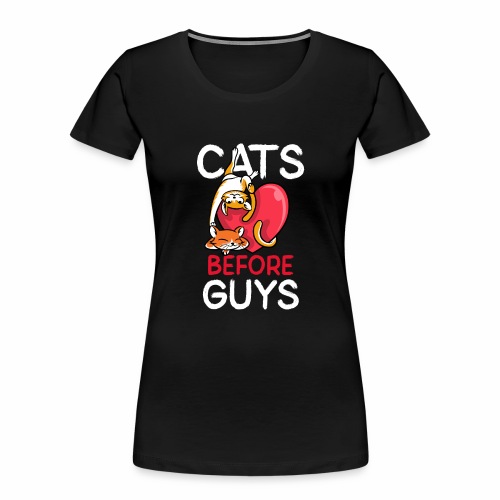 two cats before guys heart anti valentines day - Women's Premium Organic T-Shirt