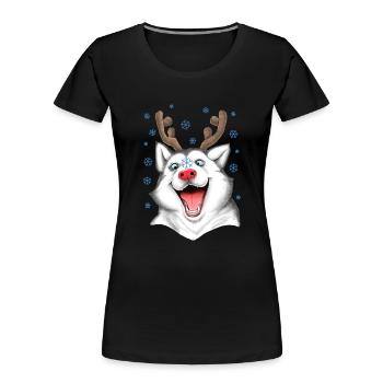 Winter Husky Funny - Women's Premium Organic T-Shirt - black - Front - Mia (176cm)
