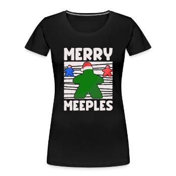 Christmas Meeples Gamer Gaming Geeks - Women's Premium Organic T-Shirt - black - Front - Mia (176cm)