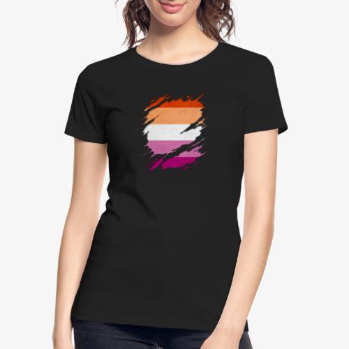 Lesbian Pride Flag Ripped Reveal - Women's Premium Organic T-Shirt