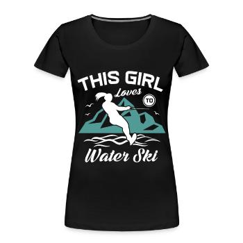 Water skiing funny This girl loves to water ski - Women's Premium Organic T-Shirt - black - Front - Mia (176cm)