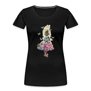 Alice In Wonderland Magical Garden Intage Book Tas - Women's Premium Organic T-Shirt - black - Front - Mia (176cm)