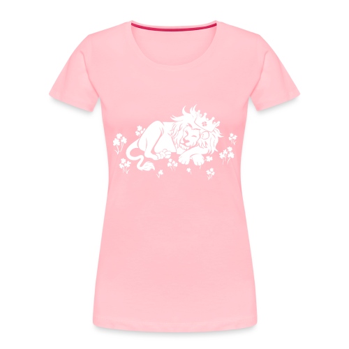 Clover King White Cute Lion Shamrock Irish - Women's Premium Organic T-Shirt