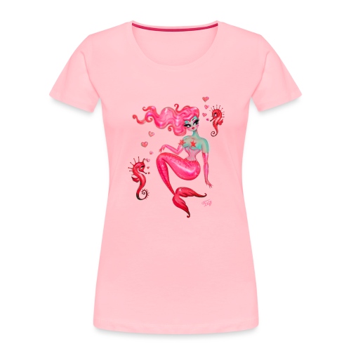 Mermaid with Smitten Seahorses - Women's Premium Organic T-Shirt