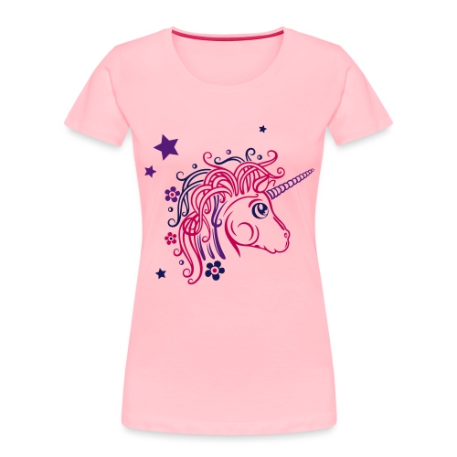 Colorful unicorn with stars and flowers - Women's Premium Organic T-Shirt