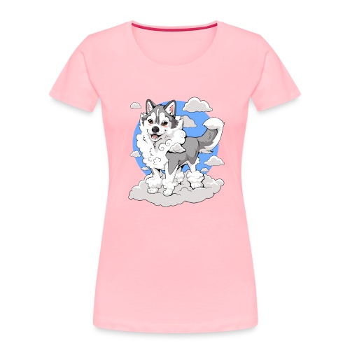 Memphis the Fluffy Land Cloud | Siberian Husky - Women's Premium Organic T-Shirt