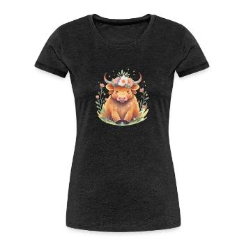 cow - Women's Premium Organic T-Shirt - charcoal grey - Front
