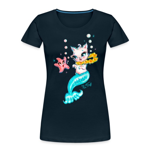 Mermaid Cat with Starfish - Women's Premium Organic T-Shirt