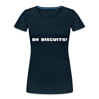 Funny Oh Biscuits - Women's Premium Organic T-Shirt - deep navy - Front - Mia (176cm)