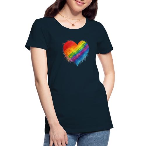 Watercolor Rainbow Pride Heart - LGBTQ LGBT Pride - Women's Premium Organic T-Shirt